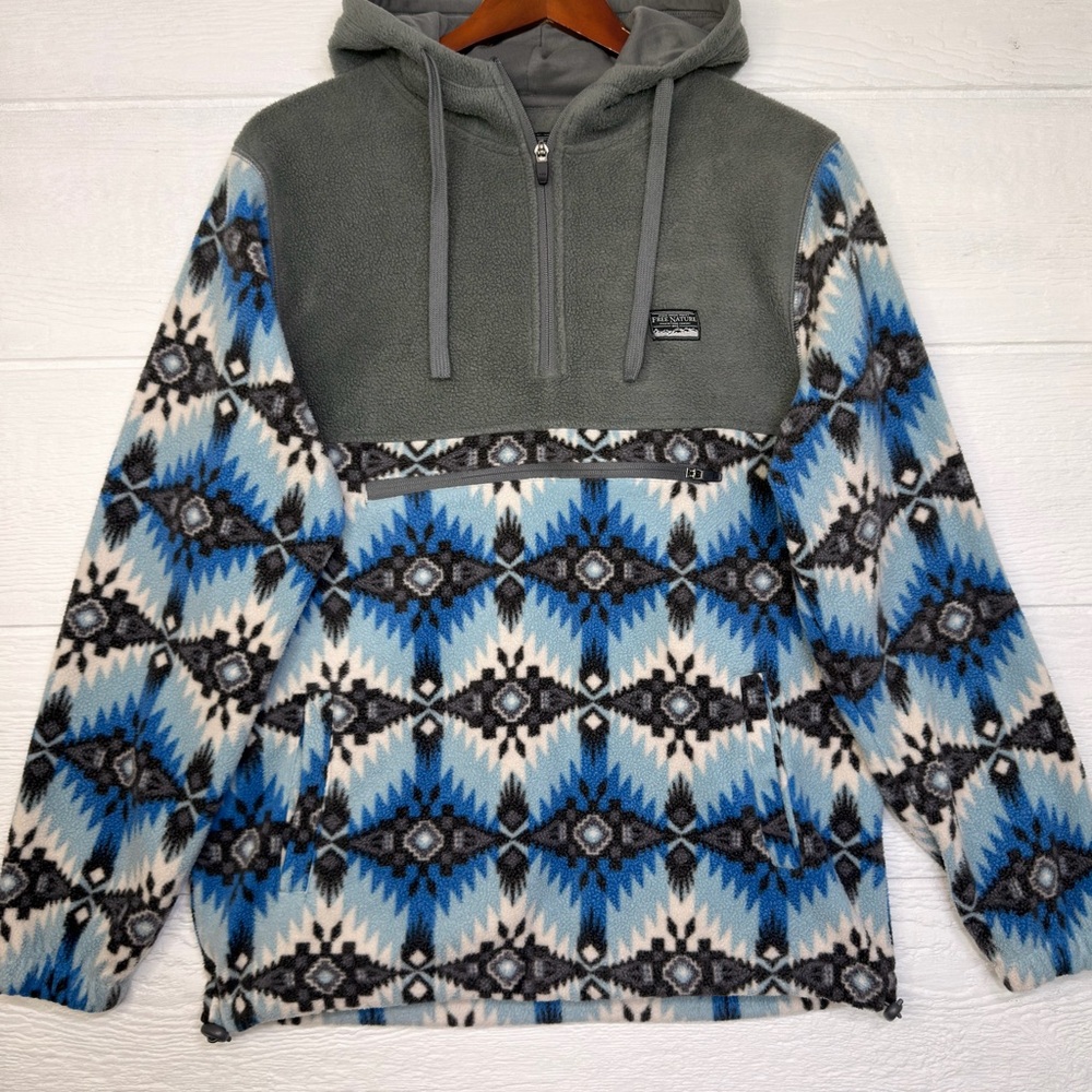 Free Nature Southwest Fleece Hoodie Quarter Zip Pullover Aztec Small